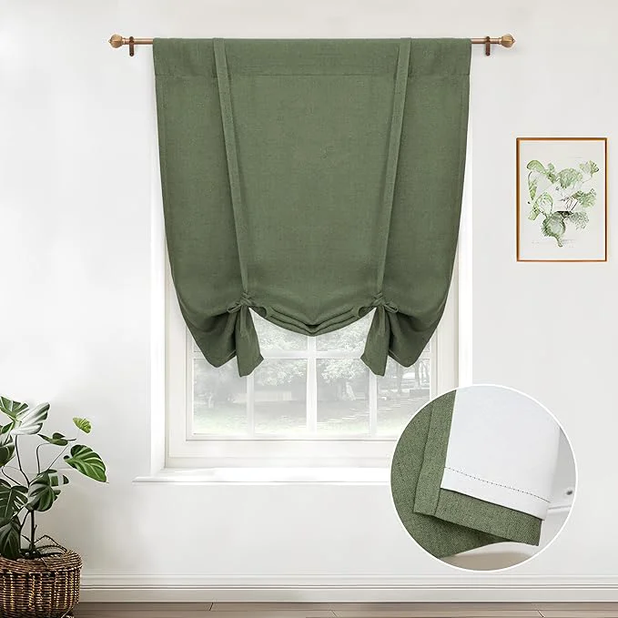 Elite DriftAway Double Layer Linen Blackout Tie Up Curtains Thermal Insulated Fully First-Class