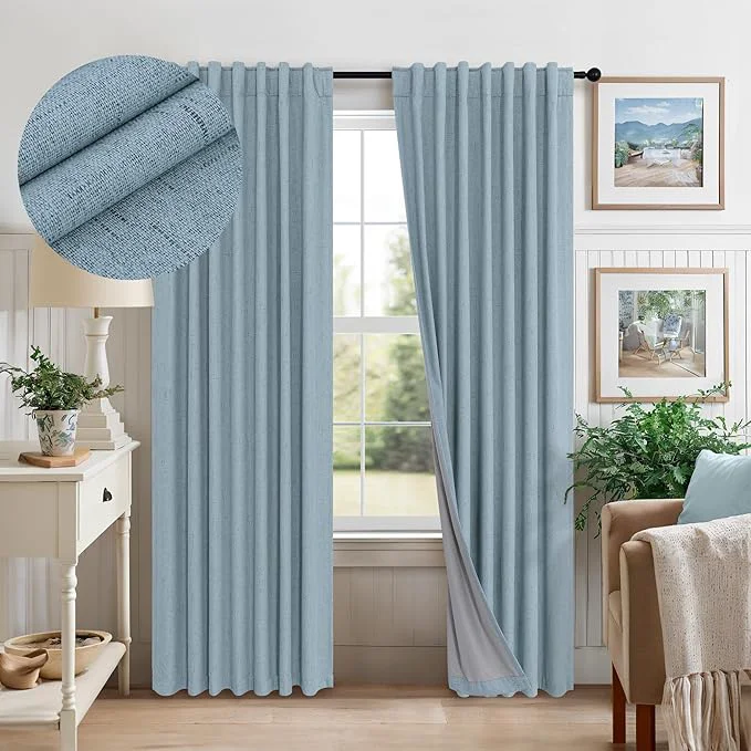 Quality Dusty Blue Curtains for Nursery Girls Boy Bedroom 72 Inch Length 2 Panels Comfortable
