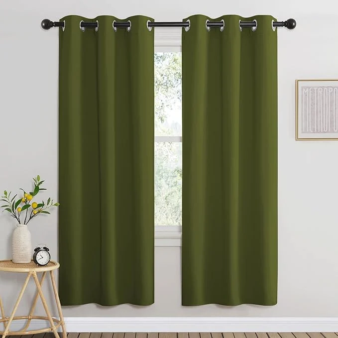 Organic NICETOWN Olive Bedroom Curtains 72 inches Long Grommet Blackout Thermal Quality