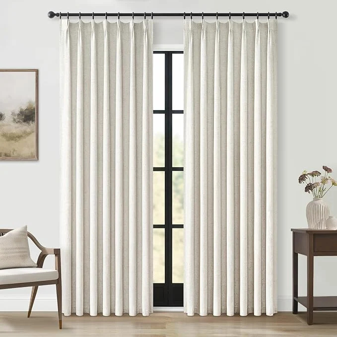 Functional Topfinel 86 Inch Long Black Out Custom Drapery Panels Double Pinch Pleated Traditional