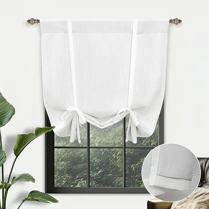 Sustainable DriftAway Double Layer Linen Blackout Tie Up Curtains Thermal Insulated Fully Genuine