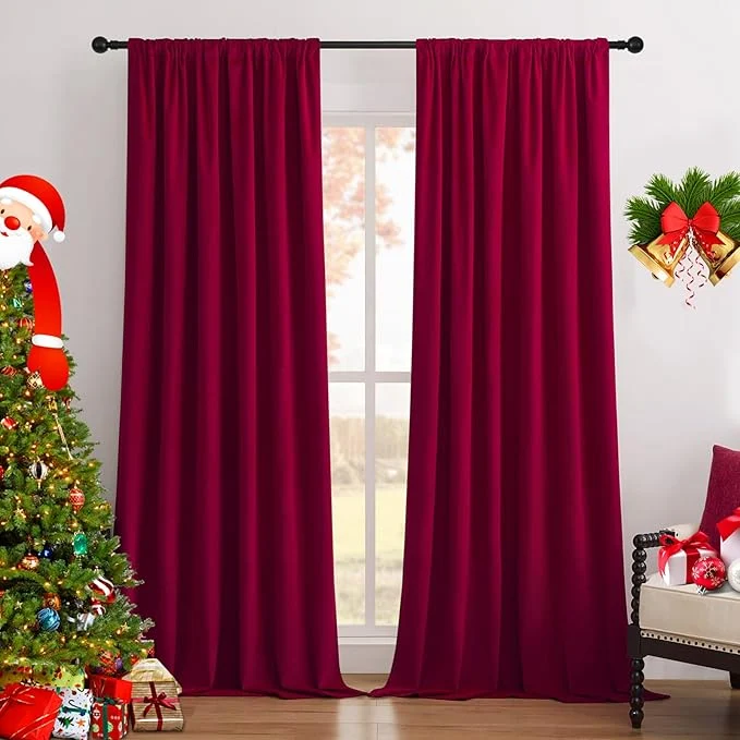 Refined Joydeco Red Blackout Curtains 96 Inch 2 Panels Luxury Thermal Red Velvet Artisan