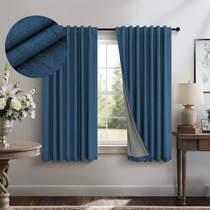 Expertly Made Navy Blue Small Blackout Curtains Long-Lasting
