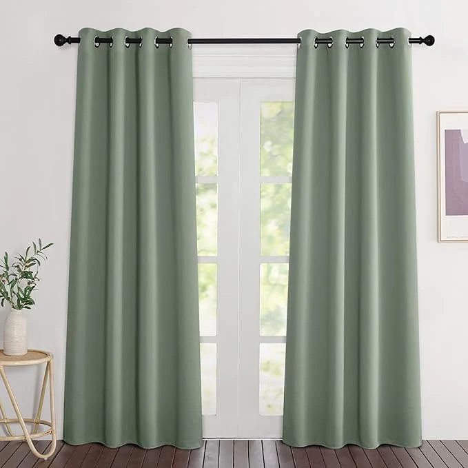 Casual NICETOWN Sage Green Curtains 84 inch Length 2 Panels Grommet Thermal Insulated Recyclable