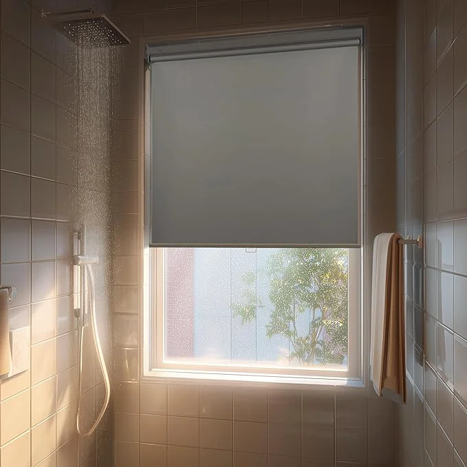 Traditional HESTIA No Drill Cordless Blackout Roller Shades Screwless Waterproof Shower Contemporary