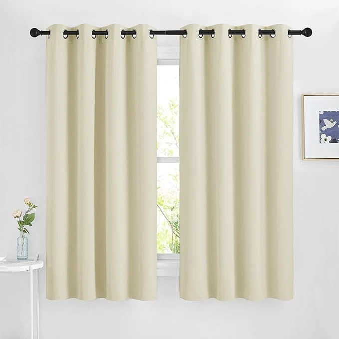 Original Design NICETOWN Beige Blackout Curtains 63 inches Long Grommet Room Darkening Window Lightweight