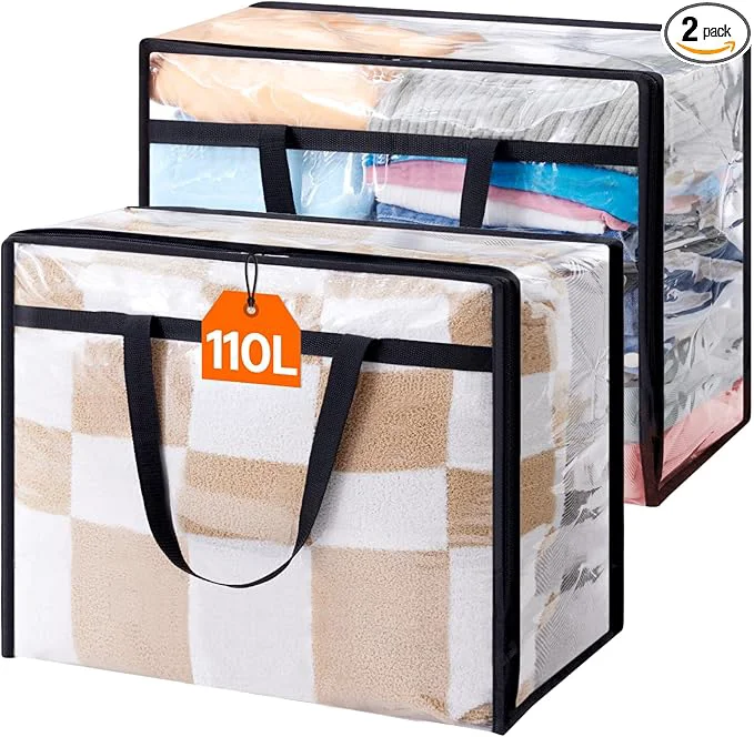 Consistent Lifewit 110L Large Clear Clothes Storage Bags 2 Pack Plastic Vinyl Foldable Long-Lasting