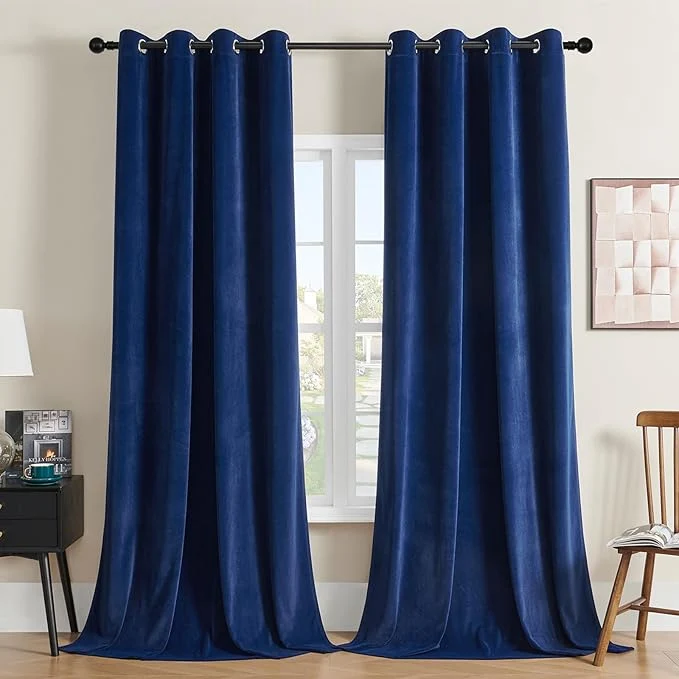 Consistent Joydeco Royal Blue Velvet Curtains 108 Inches Long Luxury Grommet Blackout Natural