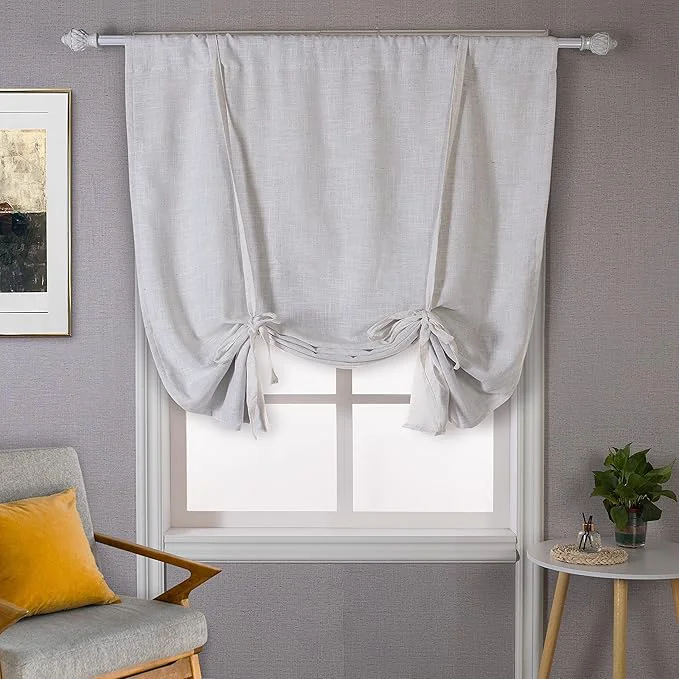 Verified DriftAway Double Layer Linen Blackout Tie Up Curtains Thermal Insulated Fully Eco-Friendly