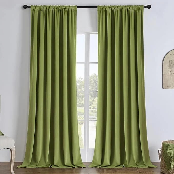 Premium Joydeco Moss Green Blackout Curtains 90 Inch 2 Panels Luxury Thermal Carefully Designed