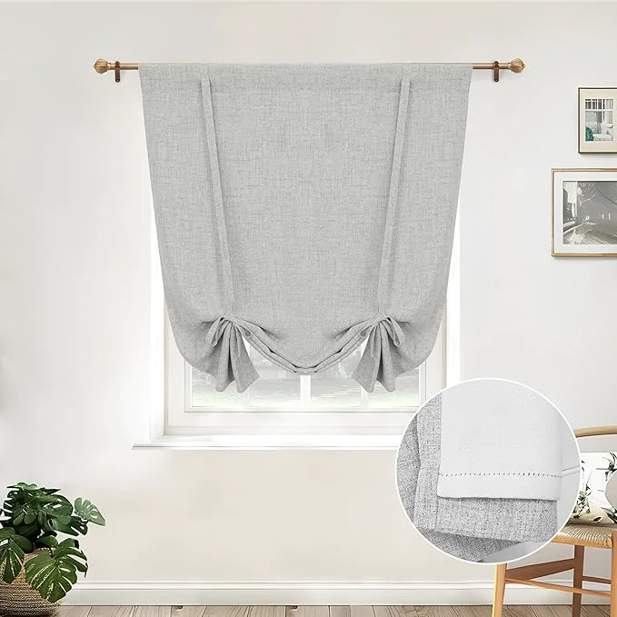 Quality DriftAway Double Layer Linen Blackout Tie Up Curtains Thermal Insulated Fully Traditional