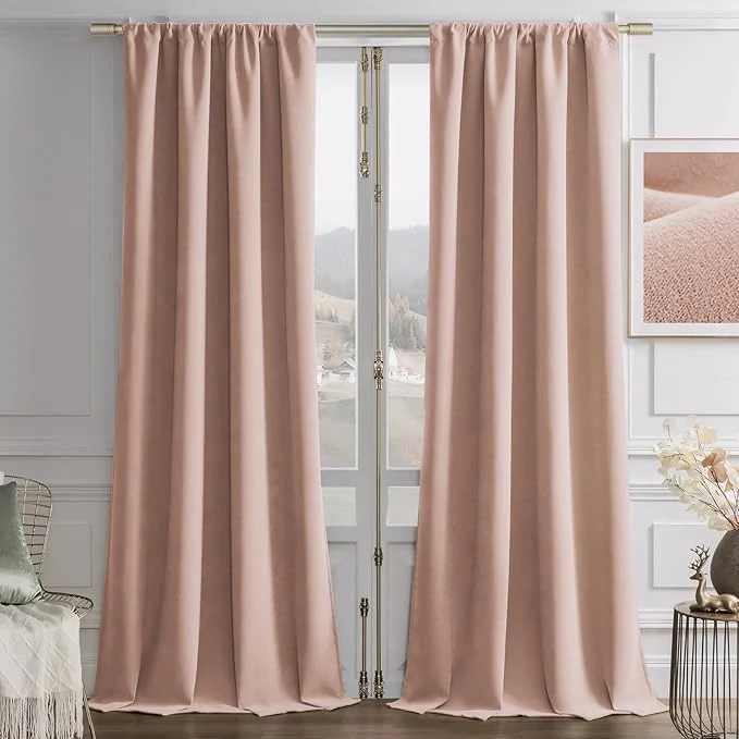 Reliable Joydeco Candy Pink Velvet Curtains 90 Inches 2 Panels Luxury Thermal Insulated Trusted