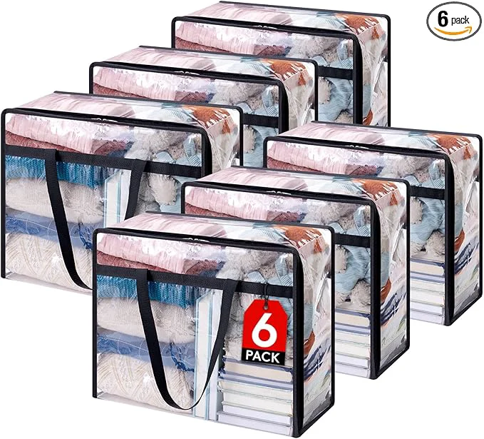 Lightweight Lifewit 6 Pack Clear Clothes Storage Bags 40L Plastic Blanket Storage Bag Original