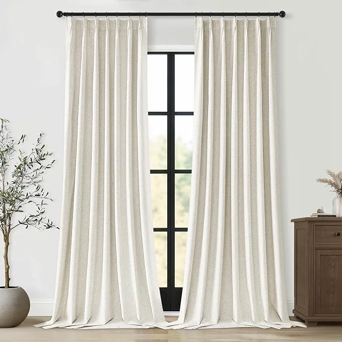 Healthy Topfinel 94 Inches Long Full Blackout Linen Curtains Fast