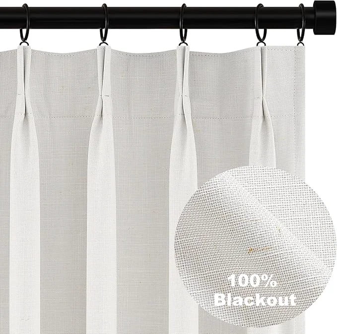 Sustainable Topfinel 100 Inch Long Black Out Custom Drapery Panels Double Pinch Pleated Environmentally Friendly