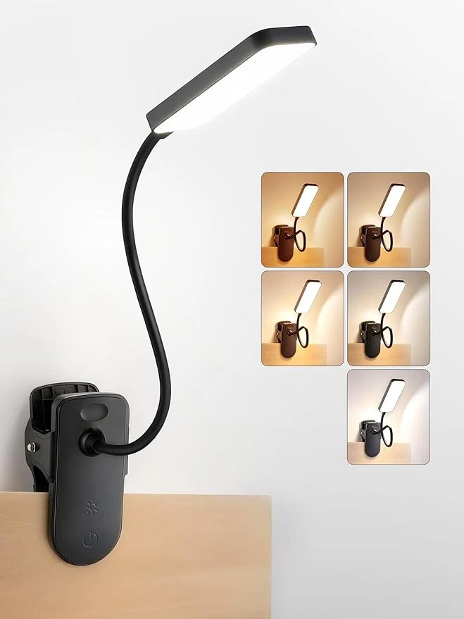 Fast Clip on Light 9 Brightness 5 Color Rechargeable Desk Lamp 4000mAh Battery Genuine