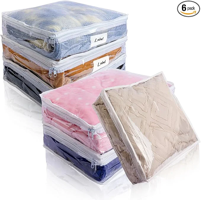 Recyclable Clear Zippered Storage Bags Plastic Sweater Storage Bags Versatile