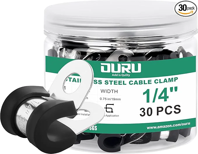 Organic 30pcs 1 4 Inch Stainless Steel Rubber Coated Cushioned Insulated Cable Clamps Genuine