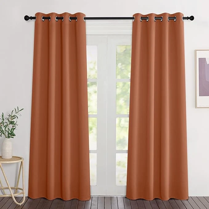 Enhanced NICETOWN Burnt Orange Curtains 84 inches Long Grommet Room Darkening Thermal Consistent