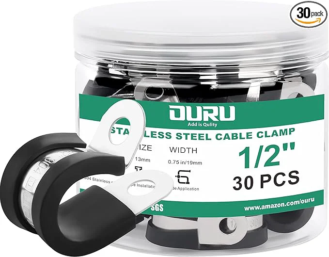 Genuine 1 2-Inch Stainless Steel Rubber Coated Pipe Wire Clamps Traditional