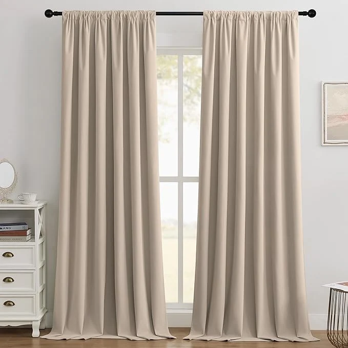 Responsible Joydeco Beige Blackout Curtains 72 Inch 2 Panels Luxury Thermal Beige Quality