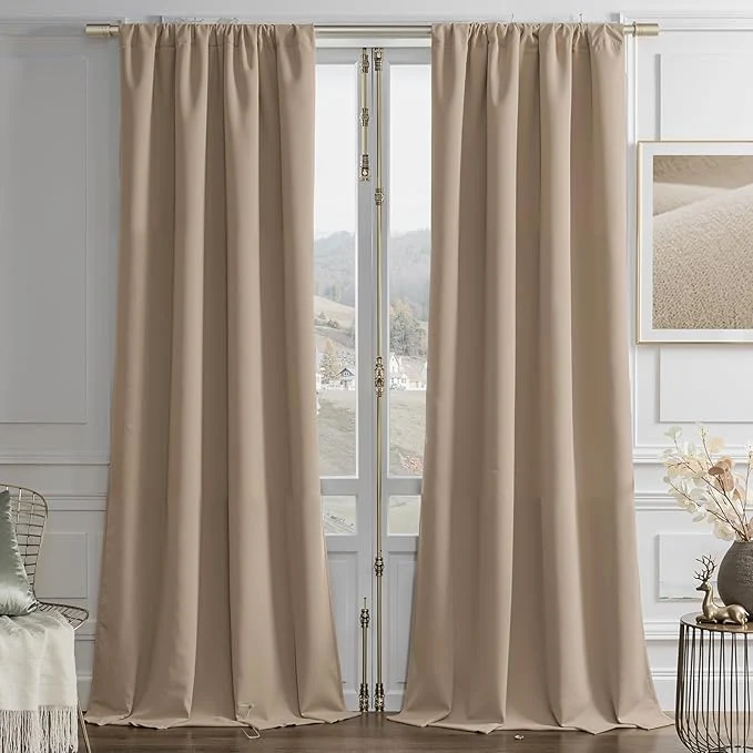 Safe Joydeco Toffee Brown Velvet Curtains 84 Inches 2 Panels Luxury Thermal Green