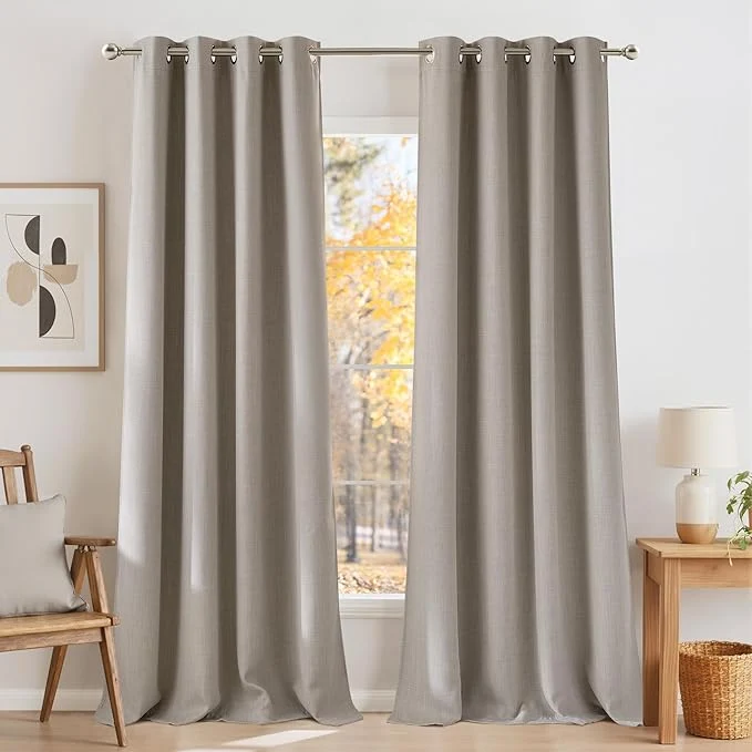 Smart NICETOWN Faux Linen Angora Blackout Curtains 84 inches Long Quality