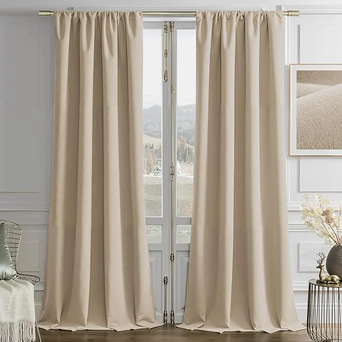 World-Class Joydeco Latte Coffee Velvet Curtains 72 Inches 2 Panels Luxury Thermal Fast