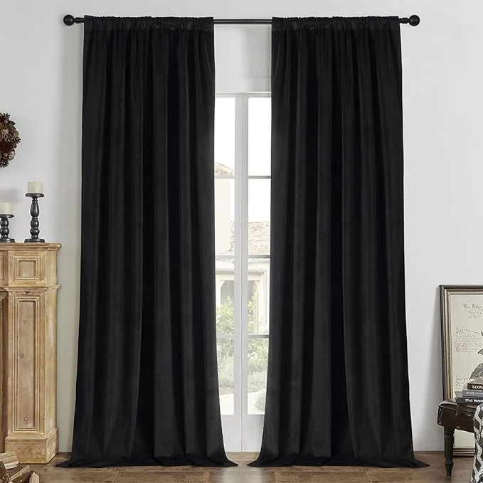 Elite Joydeco Black Blackout Curtains 72 Inch 2 Panels Luxury Thermal Insulated Responsible