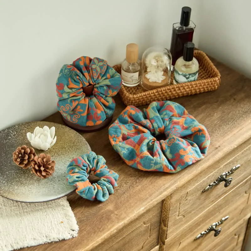 Certified Ownkoti Boho Floral Scrunchies 3pc Set Natural