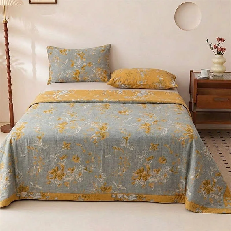Certified Ownkoti Wildflower Cotton Rustic Bedspread Enhanced