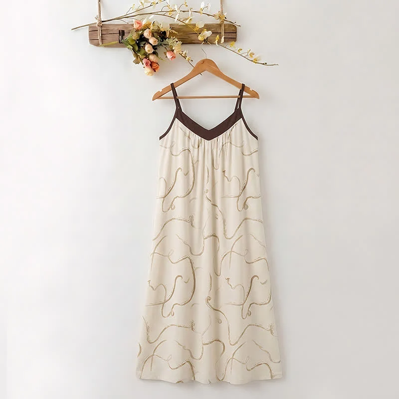 Genuine Ownkoti Contrast Trim Modal Cotton Slip Lounge Dress Smart