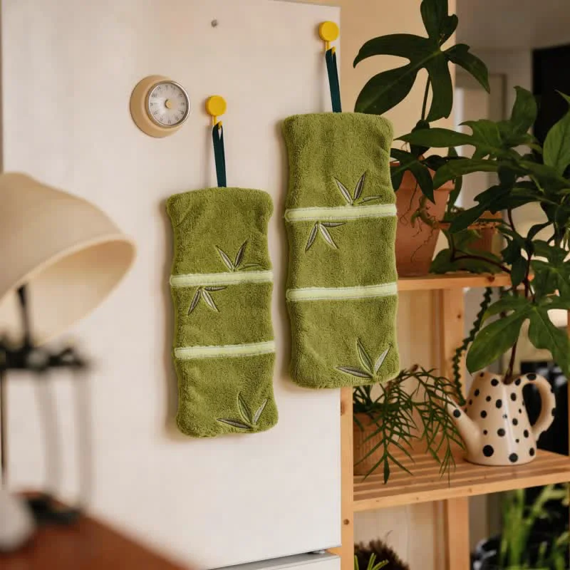 Traditional Ownkoti Bamboo Leaf Coral Fleece Hand Towel Flexible