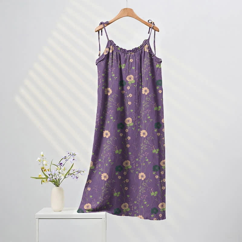 Contemporary Ownkoti Wildflower Tie Strap Boho Lounge Maxi Dress Optimized
