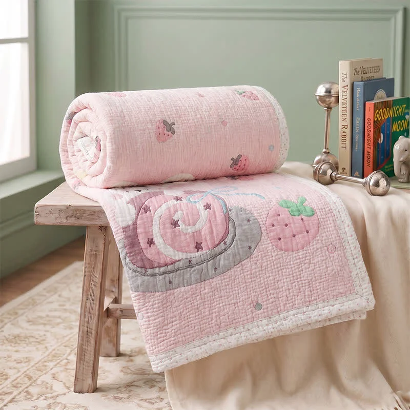 Organic Ownkoti Pink Bunny Strawberry Lyocell Baby Blanket Superior