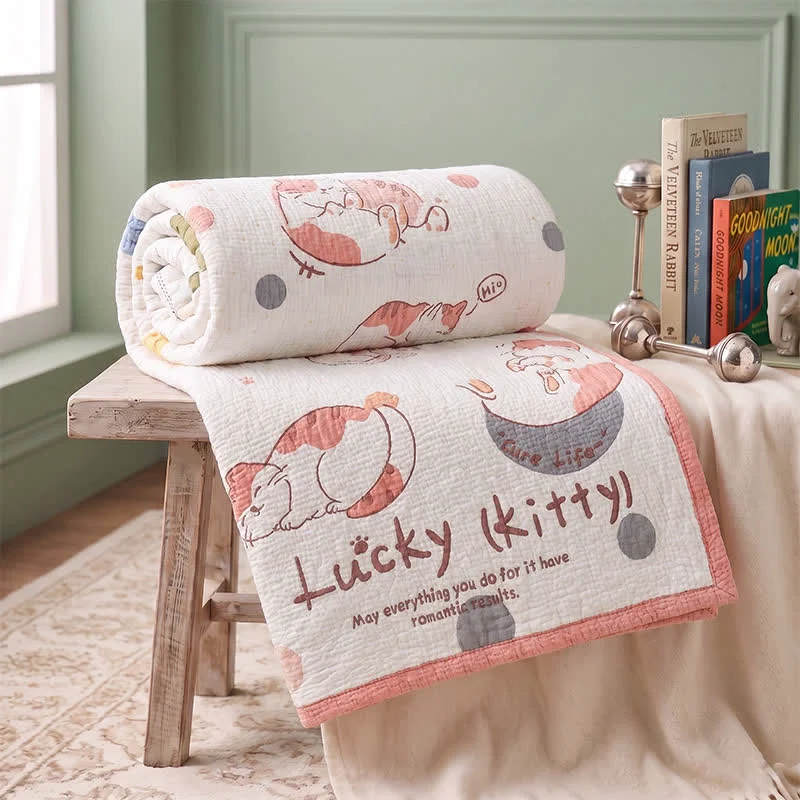 Recyclable Ownkoti Lucky Kitty Lyocell Quilted Baby Blanket Outstanding