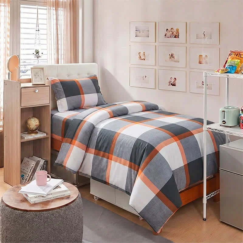 First-Class Ownkoti Modern Grey Plaid Twin XL Bedding Set Versatile