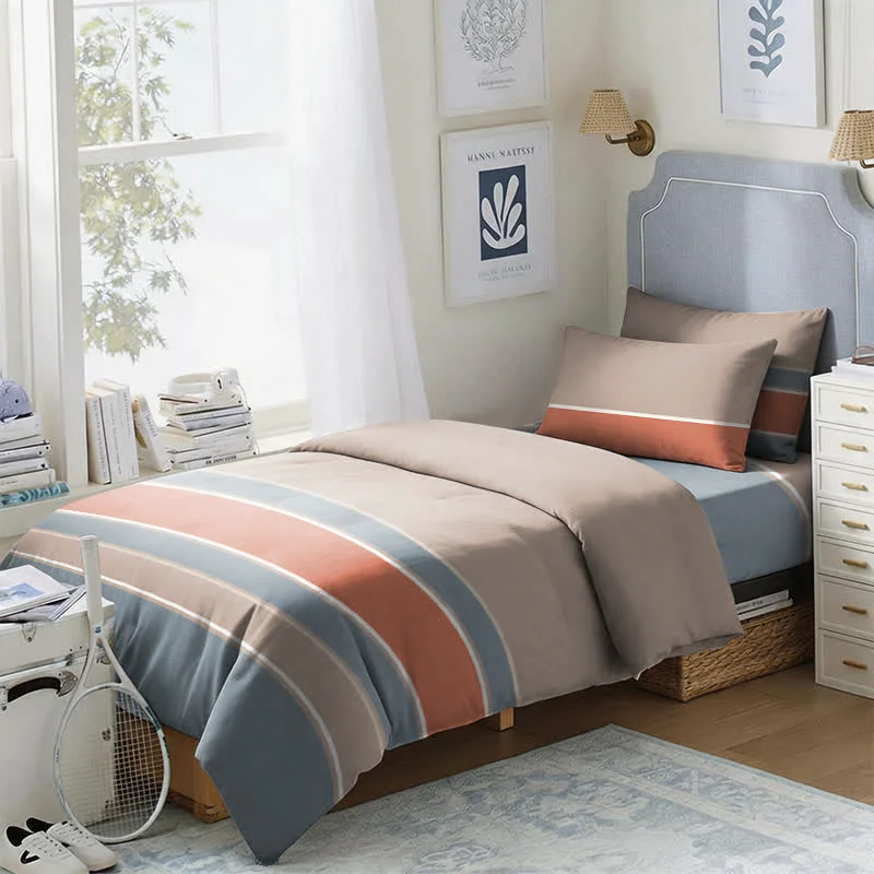 Quality Ownkoti Earth Tone Striped Twin XL Bedding Set Elegant