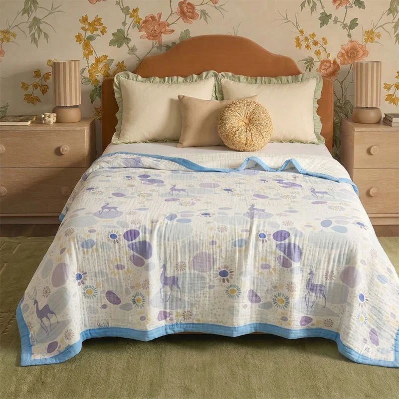 Sophisticated Ownkoti Pastel Bloom Cotton Gauze Blanket Natural