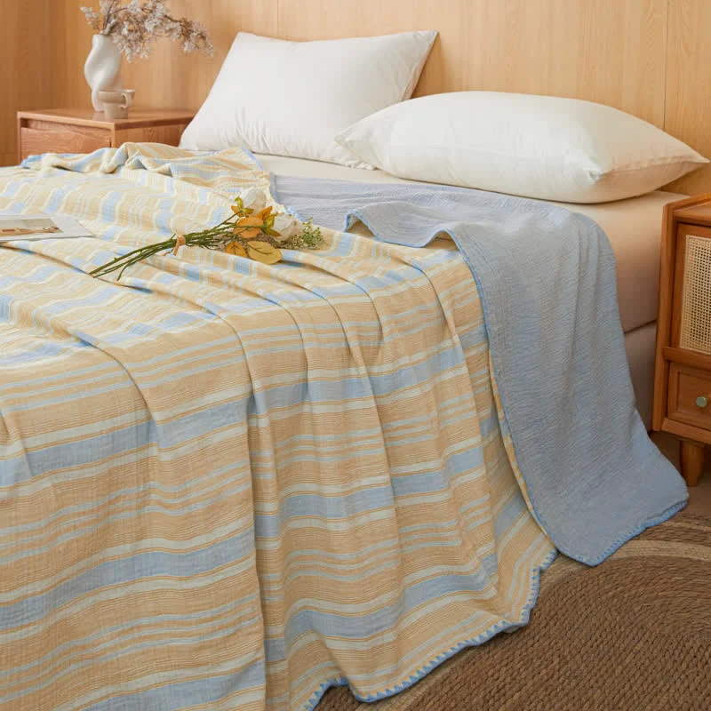 Convenient Ownkoti Soft Stripe Reversible Cotton Bedspread High-Performance