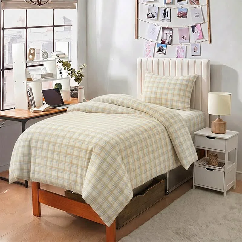 Detailed Ownkoti Thick Thin Plaid Dorm Bedding Set Organic
