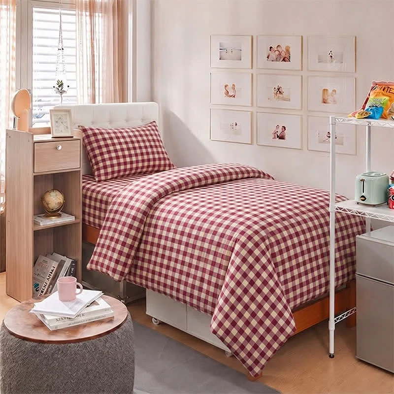 World-Class Ownkoti Red Gingham Twin XL Dorm Bedding Set Clean