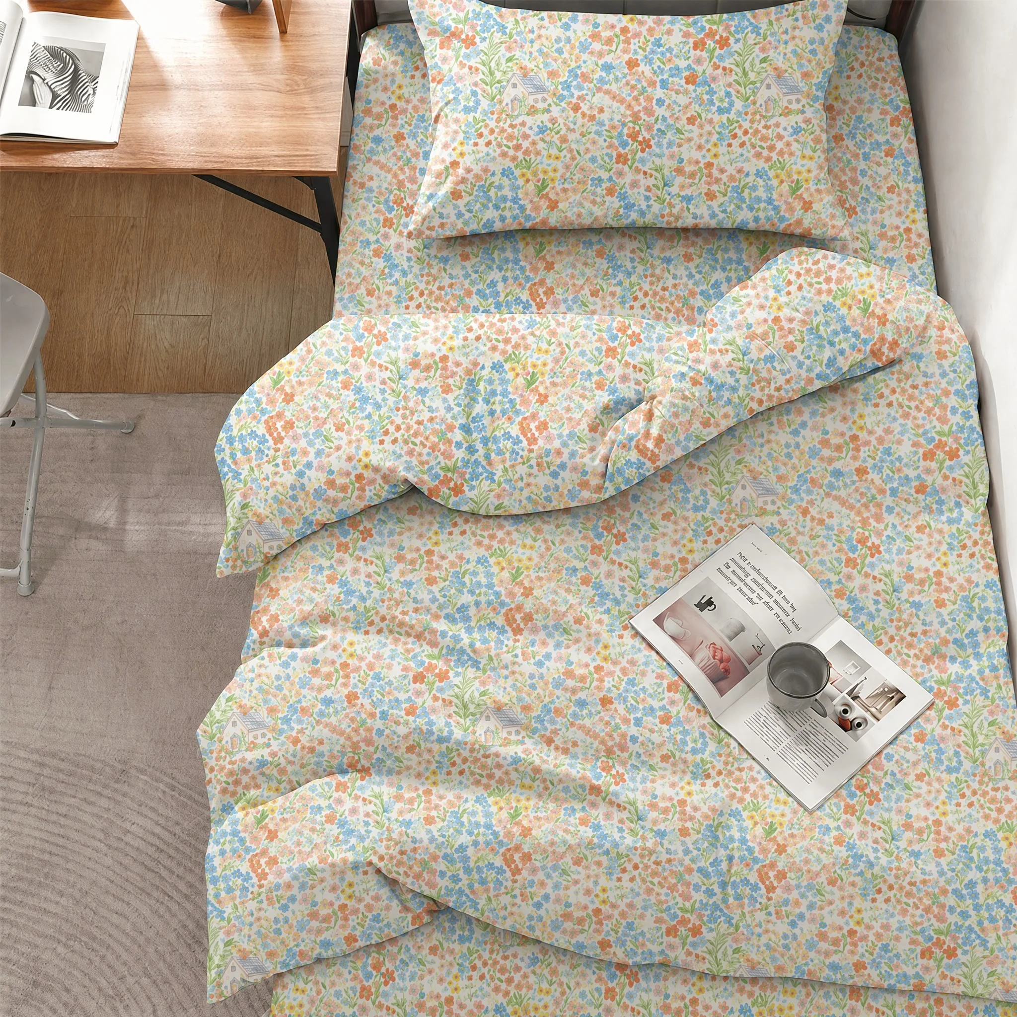 World-Class Ownkoti Ditsy Floral Twin XL Dorm Bedding Set Solid