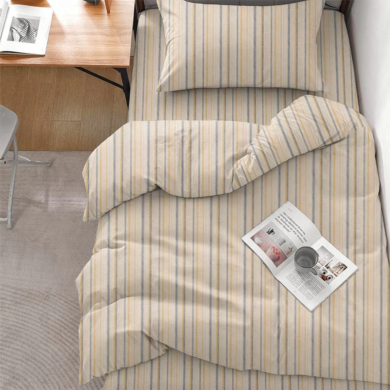 Premium Material Ownkoti Neutral Striped Twin XL Dorm Bedding Set Flexible
