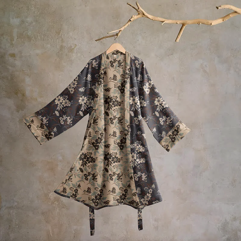 Versatile Ownkoti Mocha Floral Cotton Kimono Robe Recyclable