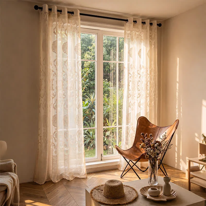 Unique Ownkoti Vintage Lace Light Filtering Window Drape Eco-Friendly