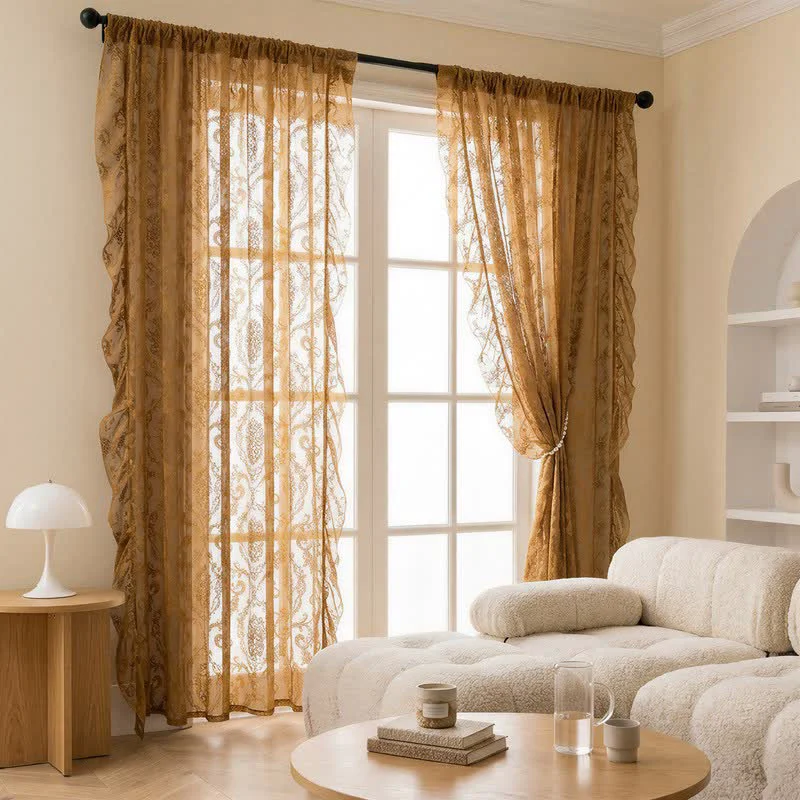 Professional Ownkoti Ruffled Border Light Filtering Window Drape Outstanding