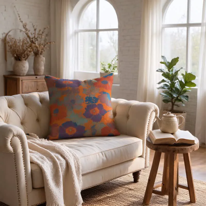 Fast Ownkoti Vintage Boho Floral Cotton Throw Pillow Elegant