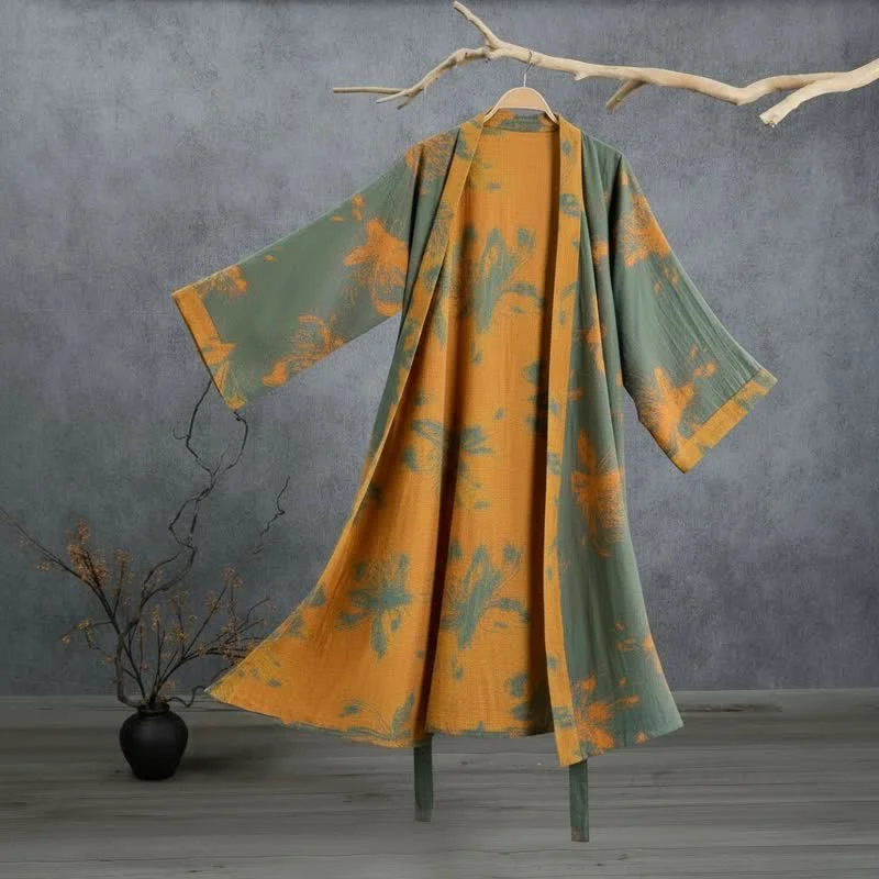 High-Grade Ownkoti Reversible Vintage Floral Cotton Kimono Robe Smart