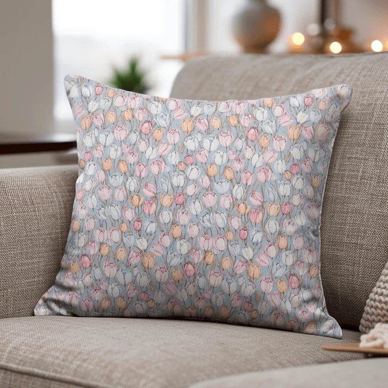 Crafted Ownkoti Vintage Tulip Floral Throw Pillow Cover Practical